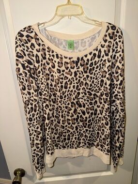 Honeydew Intimates Beige and Brown Leopard Crewneck Sweater